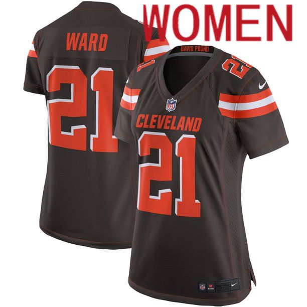 Women Cleveland Browns 21 Denzel Ward Nike Brown Game NFL Jersey